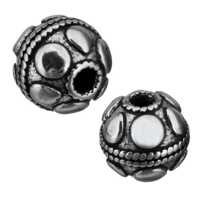 Decorated bead with small surgical steel thread