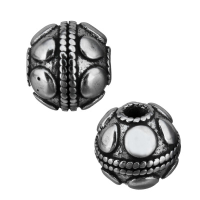 Decorated bead with small surgical steel thread