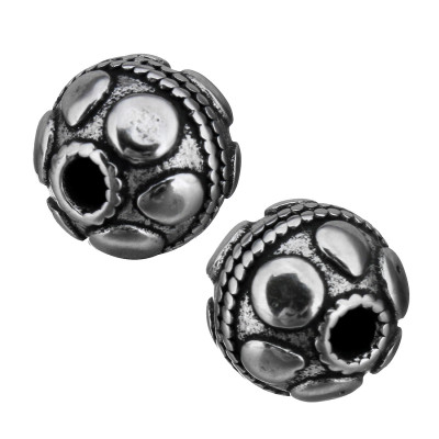 Decorated bead with small surgical steel thread