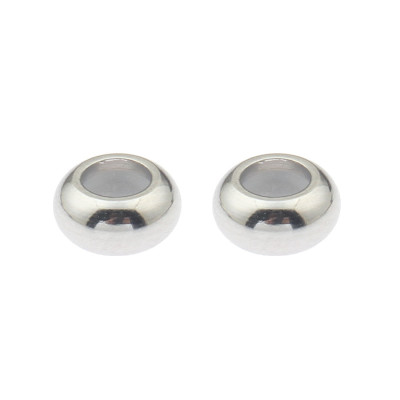 Plain smooth glossy stoper bead stainless steel 8 mm with silicone