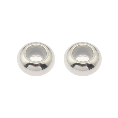 Plain smooth glossy stoper bead stainless steel 8 mm with silicone