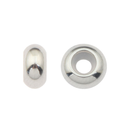 Plain smooth glossy stoper bead stainless steel 8 mm with silicone