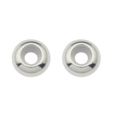 Plain smooth glossy stoper bead stainless steel 6mm with silicone