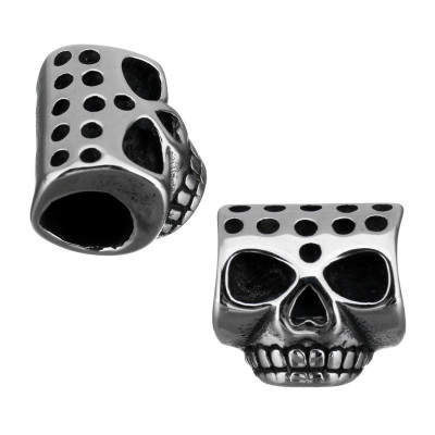 Skull in the shape of a roller made of surgical steel