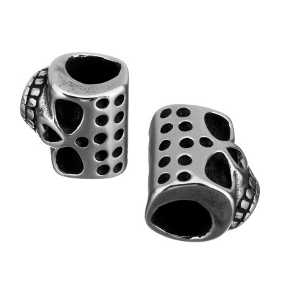 Skull in the shape of a roller made of surgical steel