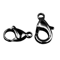 304 Stainless Steel Lobster Claw Clasps 10 x 6mm black