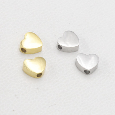 Heart bead in three color combinations of surgical steel vertical hole