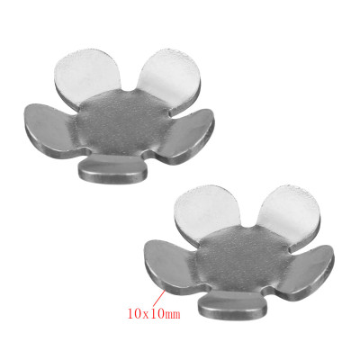 Bead cap smooth flower without eyelet and hole made of surgical steel