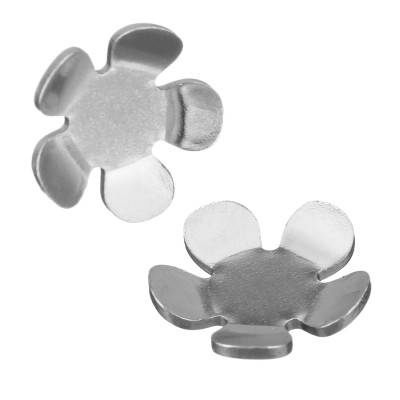 Bead cap smooth flower without eyelet and hole made of surgical steel