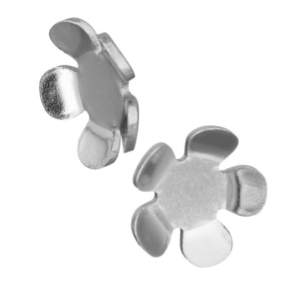 Bead cap smooth flower without eyelet and hole made of surgical steel
