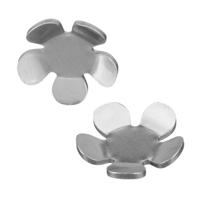 Bead cap smooth flower without eyelet and hole made of surgical steel