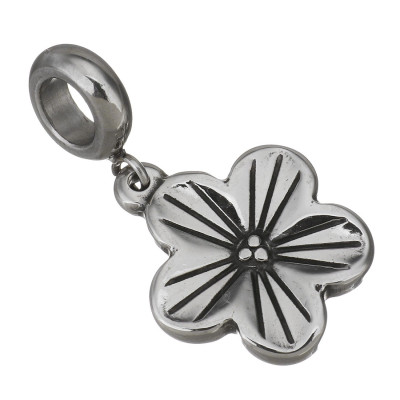 Surgical steel flower pendant
