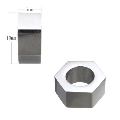 Surgical steel hexagonal bead nut