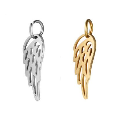 Pendant angel wing pruned from surgical steel in three color variants