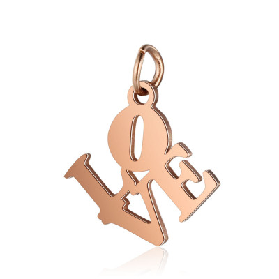 LOVE pendant in three color combinations of surgical steel