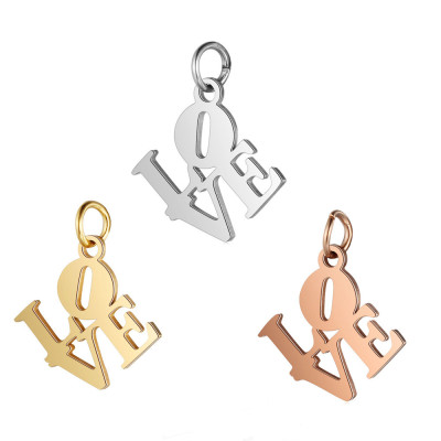 LOVE pendant in three color combinations of surgical steel