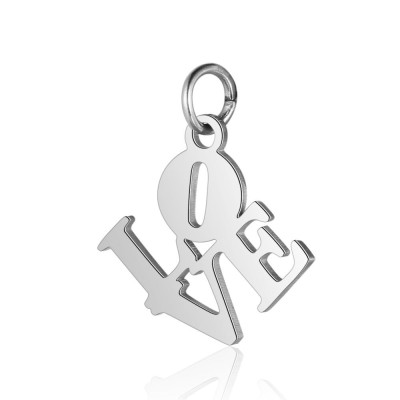 LOVE pendant in three color combinations of surgical steel