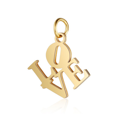 LOVE pendant in three color combinations of surgical steel
