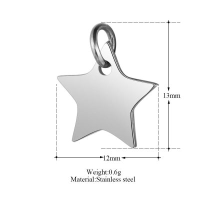 Pendant star in three color combinations of surgical steel