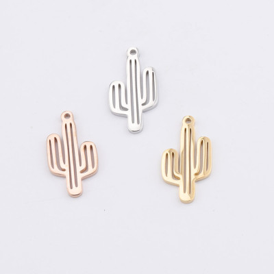 Pendant cactus in three color combinations of surgical steel