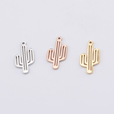 Pendant cactus in three color combinations of surgical steel
