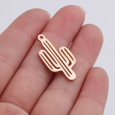 Pendant cactus in three color combinations of surgical steel