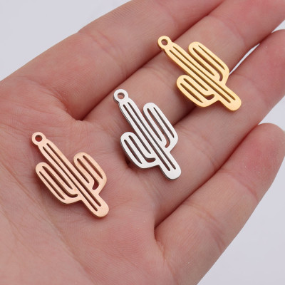 Pendant cactus in three color combinations of surgical steel