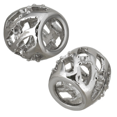 Cut bead with glued crystal color surgical steel