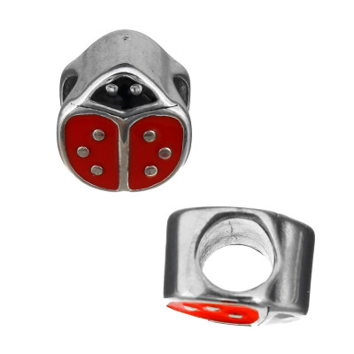 Bead ladybug with six dots of surgical steel
