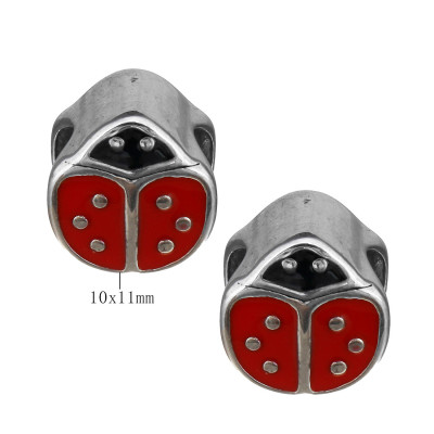 Bead ladybug with six dots of surgical steel