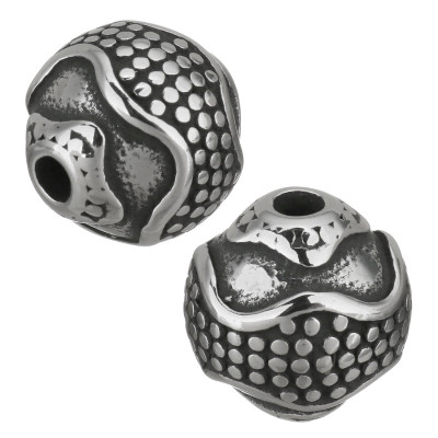 Decorated bead with small surgical steel thread