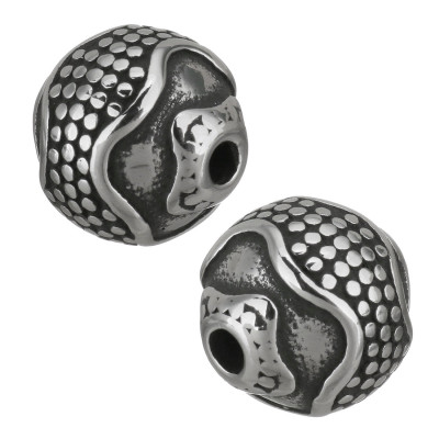 Decorated bead with small surgical steel thread