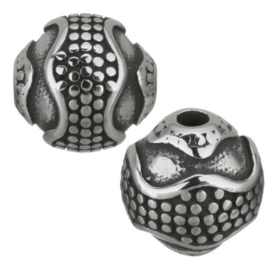 Decorated bead with small surgical steel thread