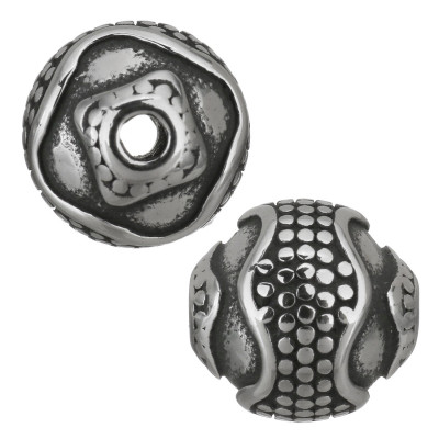 Decorated bead with small surgical steel thread