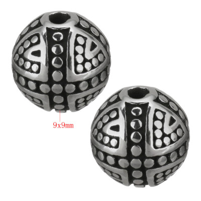 Decorated bead with small surgical steel thread