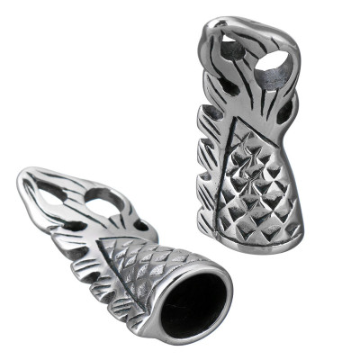 Ornamental dragon tail end in surgical steel