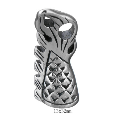 Ornamental dragon tail end in surgical steel