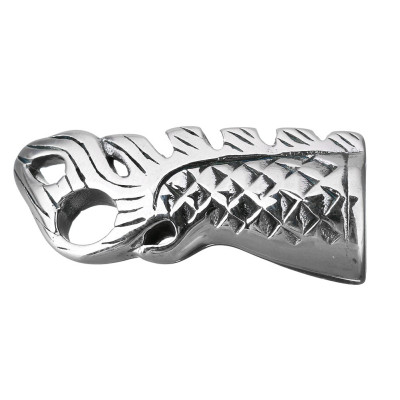 Ornamental dragon tail end in surgical steel