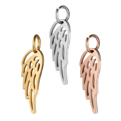 Pendant angel wing pruned from surgical steel in three color variants