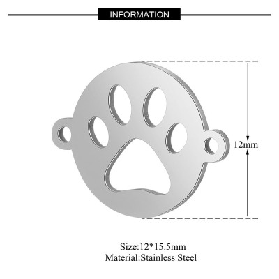 Cut paw connector made of surgical steel in two color combinations