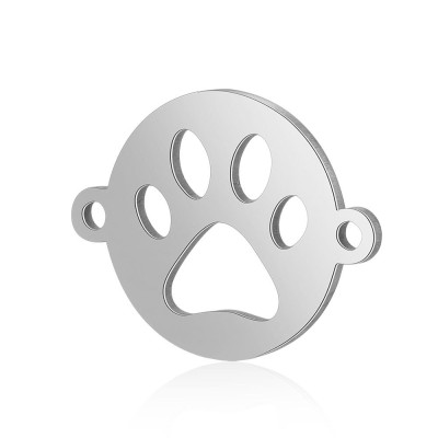 Cut paw connector made of surgical steel in two color combinations