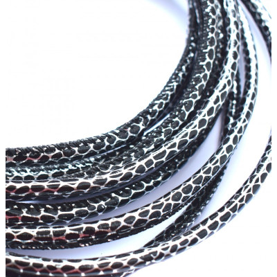 Black and silver PU cord 6mm