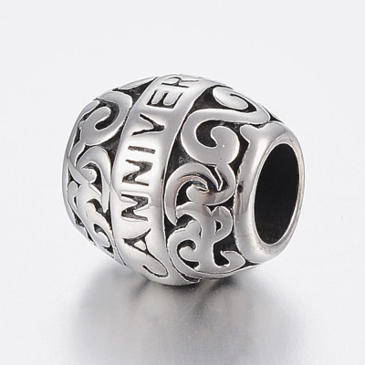 Bead with inscription Happy Anniversary Surgical Steel
