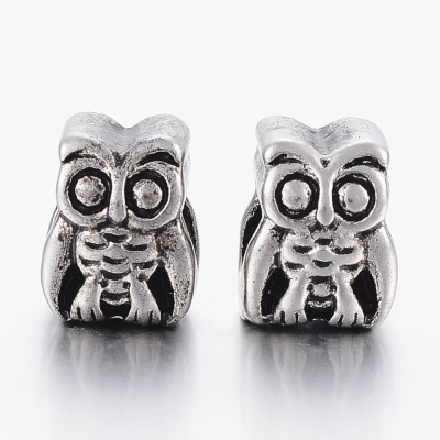 Surgical steel owl bead
