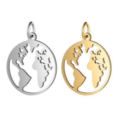 Surgical steel globe pendant in two color variants