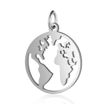 Surgical steel globe pendant in two color variants