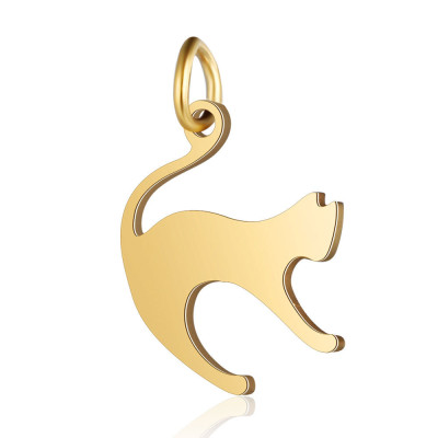 Curved cat pendant in two color variants of surgical steel