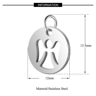 Surgical steel angel pendant in three color variants