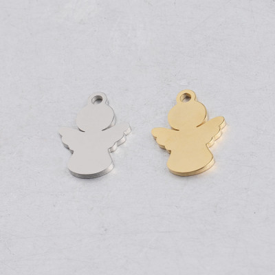 Surgical steel angel pendant in two colors