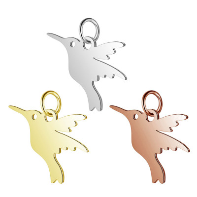 Surgical steel hummingbird pendant in three color variants